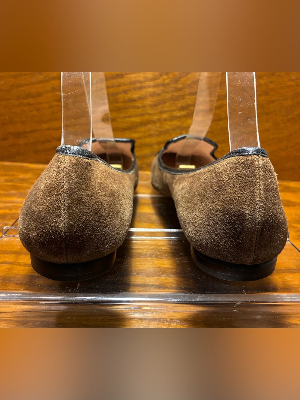 Y2K VTG Oscar de la Renta Oscar Beaded Suede Smoking Loafers Brown Black Size 9 - Picture 5 of 11